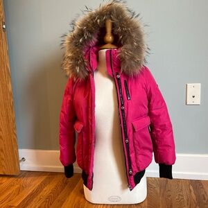 Mackage Mini Girls Pink Fur Leather Trim Jacket Sz 10